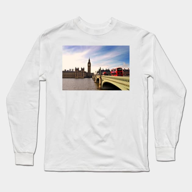 Big Ben Queen Elizabeth Tower Westminster Bridge Long Sleeve T-Shirt by AndyEvansPhotos